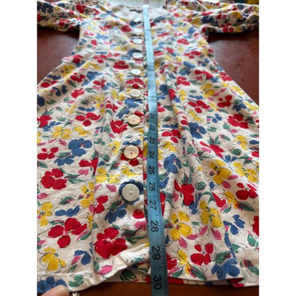 Rixo Floral Puff Sleeve Mini Dress Linen Blend Button Down Size 0 - Picture 4 of 8